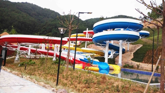 calidad  Funny FPR Water Slide Games Double Open And Close Cool Water Slides for Water Park Fábrica