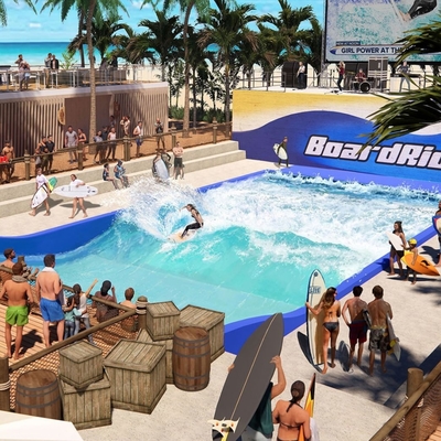 Dos atracciones nuevas del agua del paseo del agua de Flowrider de las personas que practica surf para aliviado