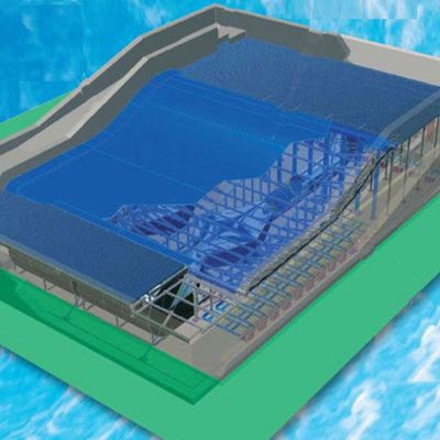 OEM Flowrider Simulador de surf con bomba de agua de 65kw y PVC fuerte suave para parques acuáticos 15.3m * 9.3m