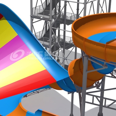 Tobogán acuático exterior gigante de la fibra de vidrio para la altura modificada para requisitos particulares adultos de la torre del color los 20m