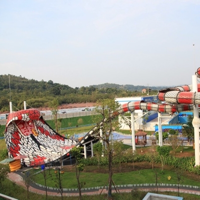 Diapositiva galvanizada tobogán acuático adulto de la cobra real del marco de acero de carbono de la fibra de vidrio para el parque del agua