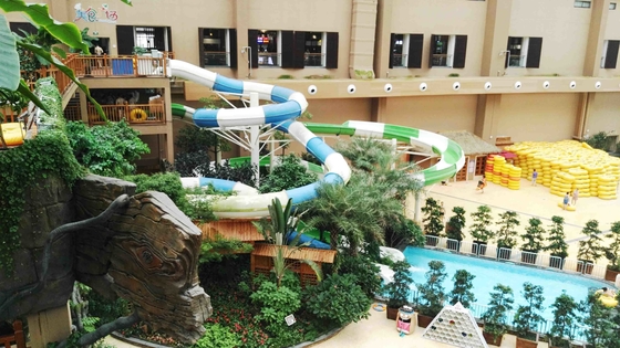 Diapositiva del parque de la aguamarina, altura interior de los toboganes acuáticos los 6m de la fibra de vidrio del juego de la familia para el parque modificado para requisitos particulares del agua