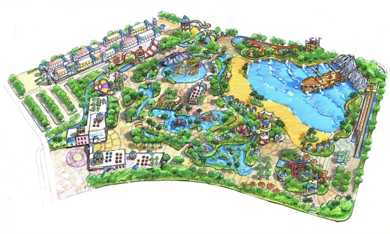 El diseño conceptual del parque temático al aire libre del agua/modificó el diseño para requisitos particulares para el parque del agua