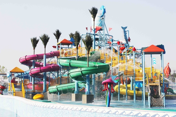 Juegos del parque de la aguamarina de la casa del agua de la fibra de vidrio de Gaint con el tobogán acuático para la diversión de la familia