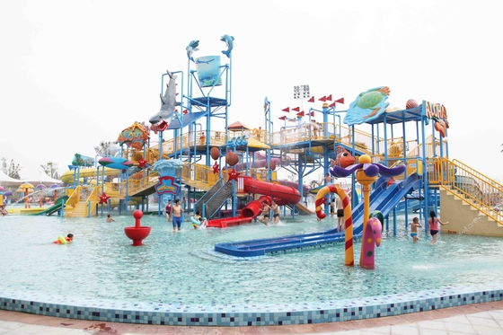 Parque temático interactivo de la diversión del equipo del tobogán acuático del patio de la aguamarina