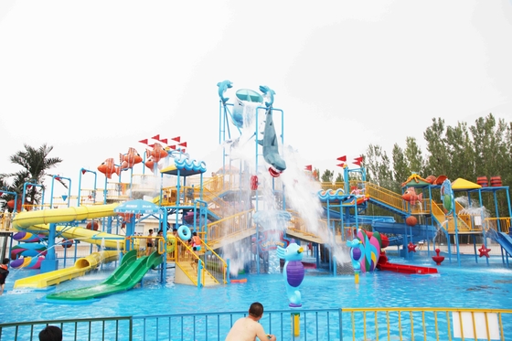 Parque temático interactivo de la diversión del equipo del tobogán acuático del patio de la aguamarina