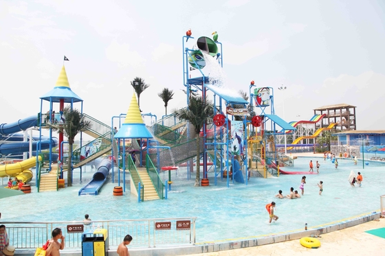 Parque temático interactivo de la diversión del equipo del tobogán acuático del patio de la aguamarina