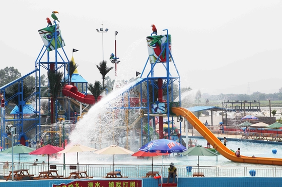 El parque temático/la fibra de vidrio interactivos de la casa del agua de los juegos del parque de la aguamarina por diversión resbala
