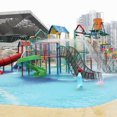 Patio comercial de la aguamarina de los toboganes acuáticos de la fibra de vidrio de la casa interactiva del agua