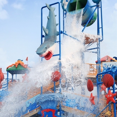 Patio comercial de la aguamarina de los toboganes acuáticos de la fibra de vidrio de la casa interactiva del agua