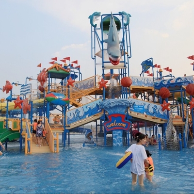 Patio comercial de la aguamarina de los toboganes acuáticos de la fibra de vidrio de la casa interactiva del agua