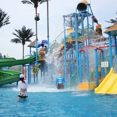 casa grande del agua de la fibra de vidrio del patio de la aguamarina del tema del Padre-niño para el parque de atracciones