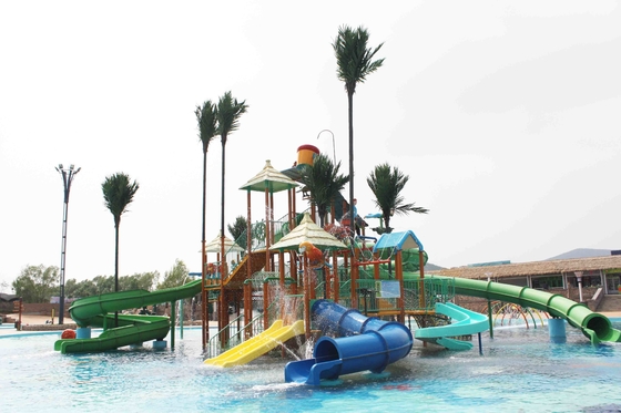 La fibra de vidrio comercial del patio de la aguamarina de la familia con las diapositivas del parque del agua/modificó el parque Equipemnt del agua para requisitos particulares