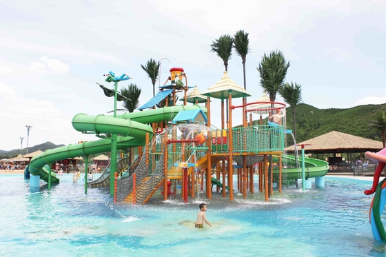 La fibra de vidrio comercial del patio de la aguamarina de la familia con las diapositivas del parque del agua/modificó el parque Equipemnt del agua para requisitos particulares