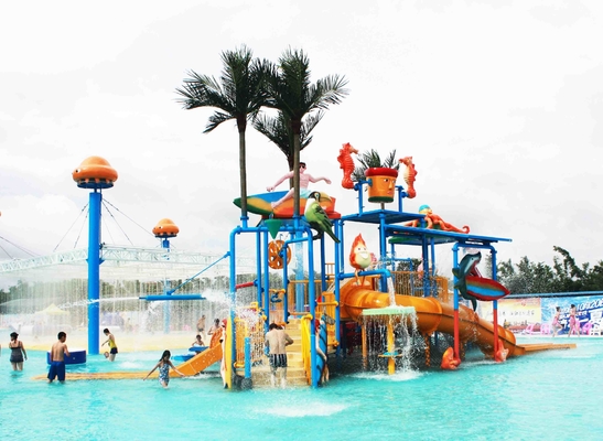 Riegue el proyecto del parque/el tobogán acuático modificado para requisitos particulares grande durable del patio del agua de los niños