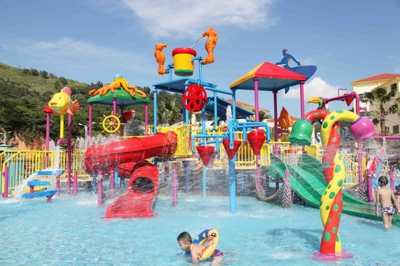 Casa del agua del patio del agua de los niños seguros comerciales al aire libre de la fibra de vidrio para el parque de la aguamarina