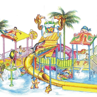 Equipos del parque del agua, patio del agua de los niños para 50 jinetes 17,5 * 11 * 7m