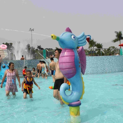 Hipocampo de la historieta del espray de los juegos del agua de la fibra de vidrio del equipo del parque del espray de los niños para el parque del agua