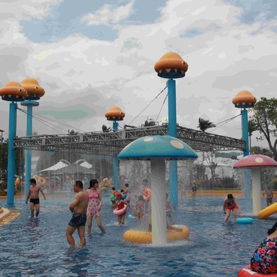 Equipo del parque del espray del grupo de la seta, tobogán acuático modificado para requisitos particulares de la fibra de vidrio para el parque del agua