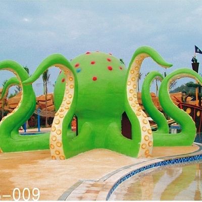 Juego de la aguamarina del pulpo de la fibra de vidrio de la reconstrucción de la familia del parque de atracciones