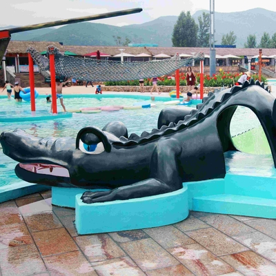 Pequeñas diapositivas de la piscina del agua de los niños, diapositiva del cocodrilo de la fibra de vidrio del parque del agua de la diversión
