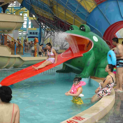 La rana formó las diapositivas de la piscina de agua, juegos del juego del agua de la diapositiva de la fibra de vidrio del parque de la aguamarina para el parque del agua