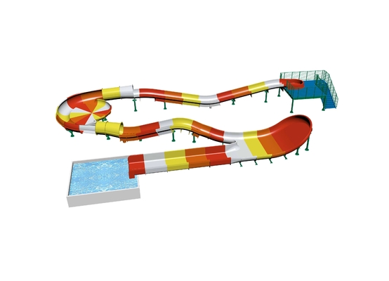 Fibra de vidrio para niños, toboganes de agua, montaña rusa, piscina al aire libre, toboganes de agua para la familia, con altura de seguridad en amarillo