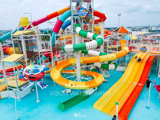 Customized Theme Gigantic Water House Aqua Playground with 1200 Riders Capacity and Hot-Dip Galvanized Steel