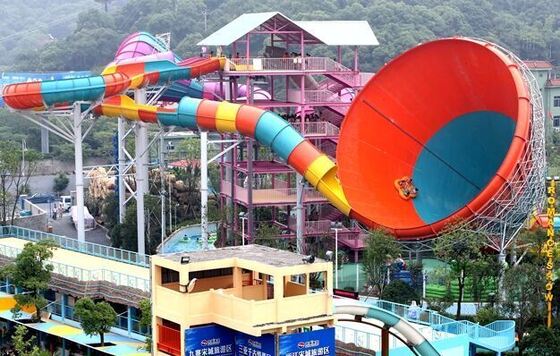Tobogán de agua gigante en forma de embudo de tornado para parque acuático | Fabricante de toboganes de tornado de fibra de vidrio desde 1994 | Tobogán personalizado para balsa de 4 personas (HT-31)