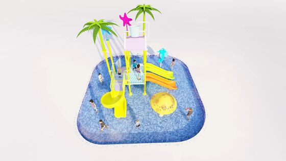 Parque acuático temático estilo océano de 6,3 m * 6,3 m * 4,5 m con 12 meses de garantía para zona de juegos acuáticos