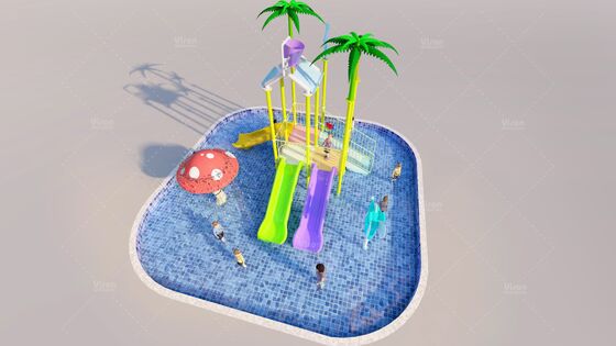 Parque acuático temático estilo océano de 6,3 m * 6,3 m * 4,5 m con 12 meses de garantía para zona de juegos acuáticos