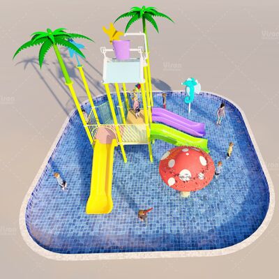 Parque acuático temático estilo océano de 6,3 m * 6,3 m * 4,5 m con 12 meses de garantía para zona de juegos acuáticos