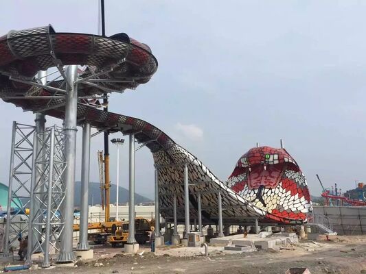 Tobogán acuático King Cobra de fibra de vidrio con plataforma de 16,4 m de altura, capacidad para 480 personas y estructura de acero galvanizado en caliente