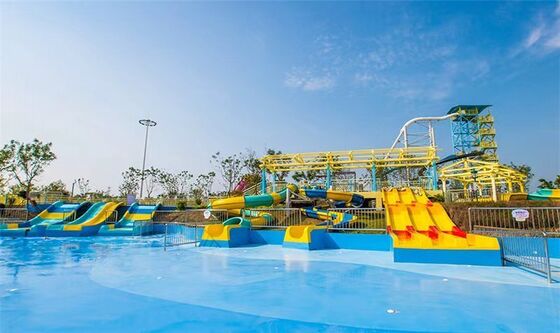 Kids Slide Group - Multi-Lane Fiberglass Water Slides with Low Platform and Non-Slip Steps for Safe Play