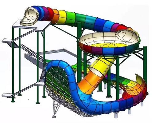 18 metros de altura de fibra de vidrio Sky Pit deslizamiento con 12 metros de Super Bowl y 4 personas Raft Thrill Ride